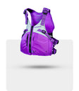 Purple Stohlquist PFD life jacket for kayaking with adjustable straps and front zipper