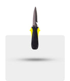 Stohlquist Squeeze Lock utility knife with a black and yellow handle
