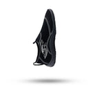 Side view of a black Stohlquist Reef Water Shoe with white decorative stitching
