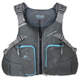 Stohlquist Misty women's gray kayak life jacket with adjustable straps and zip pockets